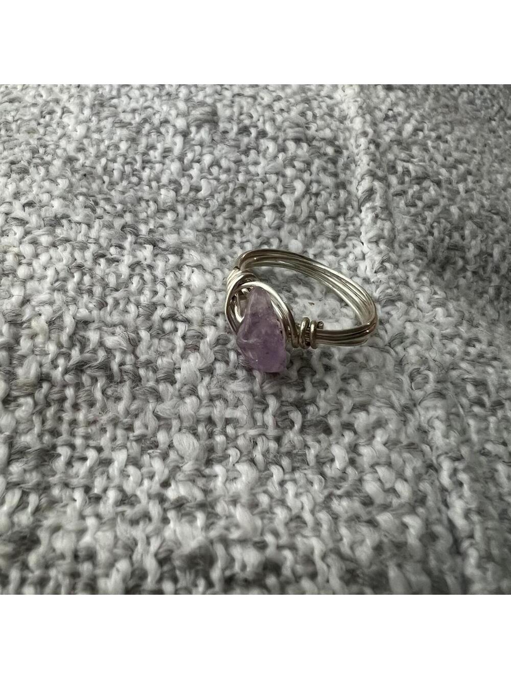 Vintage Wire-Wrapped Raw Stone Ring